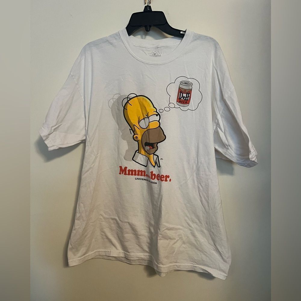 White T-Shirt with Cartoon Print Homer Simpson VTG